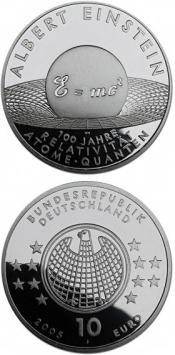 Albert Einstein 100 jaar 10 euro Duitsland 2005 Proof
